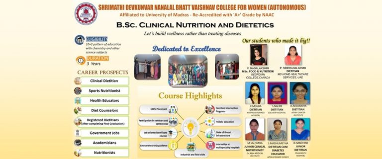 B.Sc Clinical Nutrition & Dietetics. – SDNB Vaishnav College For Women