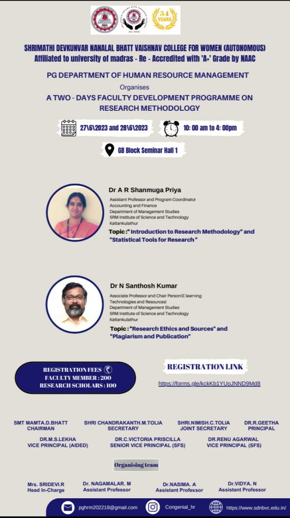 faculty development programme on research methodology